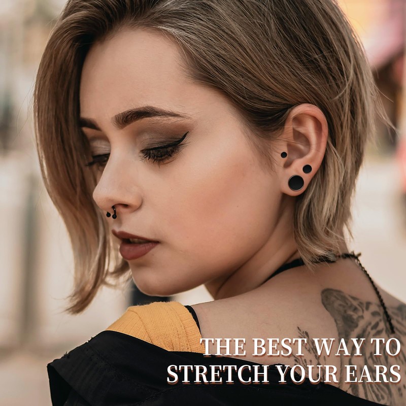 Qmcandy 20-26Pcs Ear Stretching Kit 1-7mm/7.5-12mm Dead Stretching Single Flare