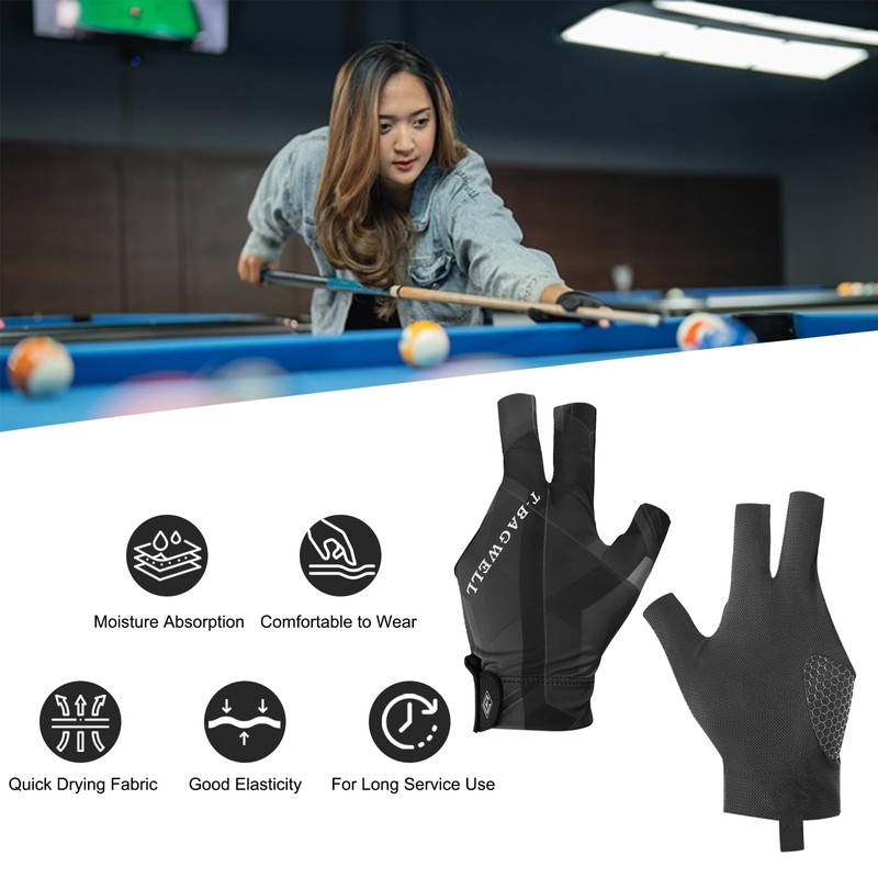 PATIKIL 3 Finger Pool Glove Left Hand, Billiard Gloves for