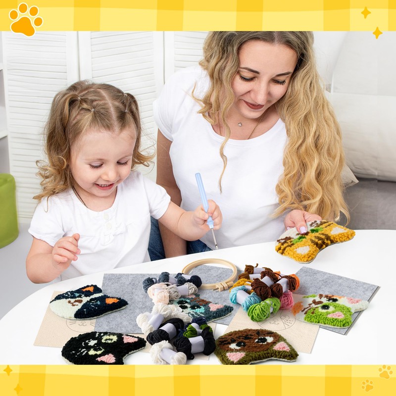 WATINC Punch Needle Coaster Kit Punch Needle Coaster Kit Cat
