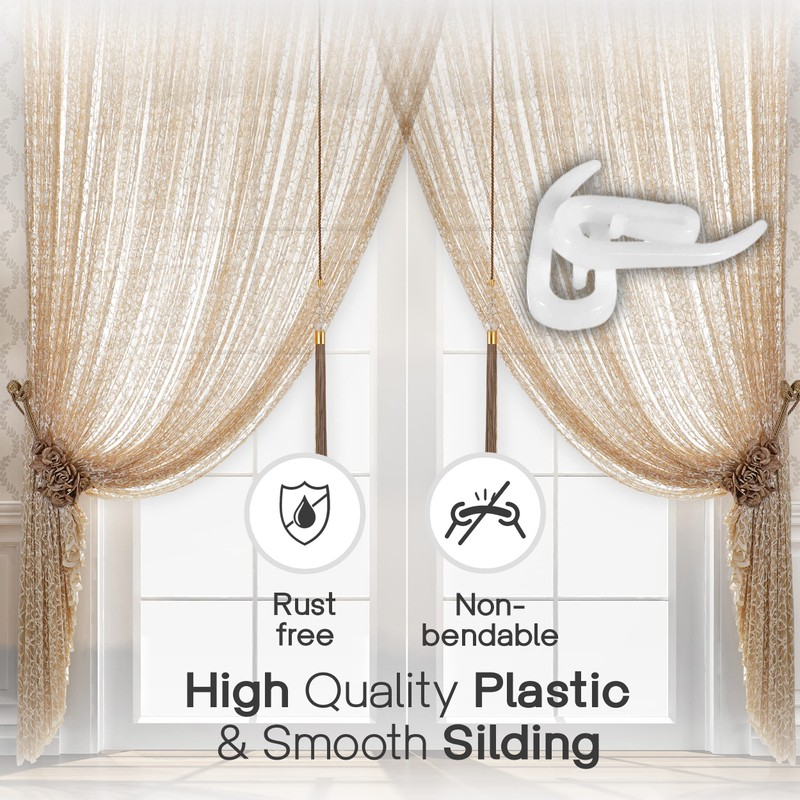 Yuhman 120 Pack Curtain Hooks Plastic White – 2.8cm x