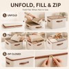 8L Cotton Linen Storage Box with Lid, Foldable Zipper Organizer