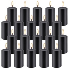 Set of 20 | 2X 4 inch Tall Pillar Candles, Soy Wax. Perfect for Candlelight Dinner, Home Decoration, Party, Wedding.(Black)