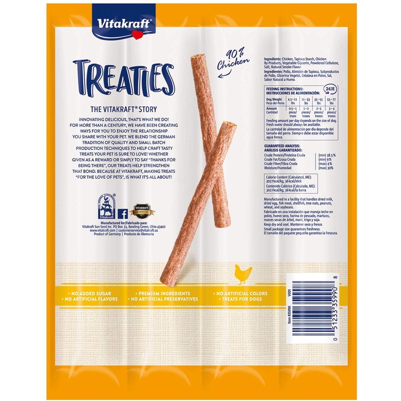 Vitakraft 12 Pack of Treaties for Dogs, Smoked Chicken Recipe,