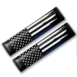 Prestrix Thin Blue Line Seat Belt Strap Cover Pad, Shoulder Cushion 2 PC