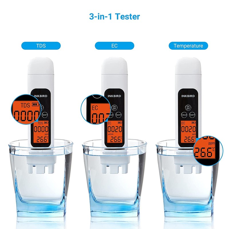 Inkbird ITDS-01 TDS Meter, Water Quality Measurement, EC Meter, Water