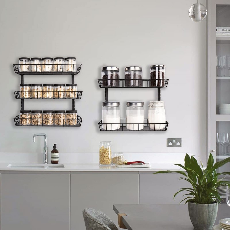 SWOMMOLY Adjustable Wall Mount Spice Rack Organizer, 12-Tier Dual-use (Multi-use)