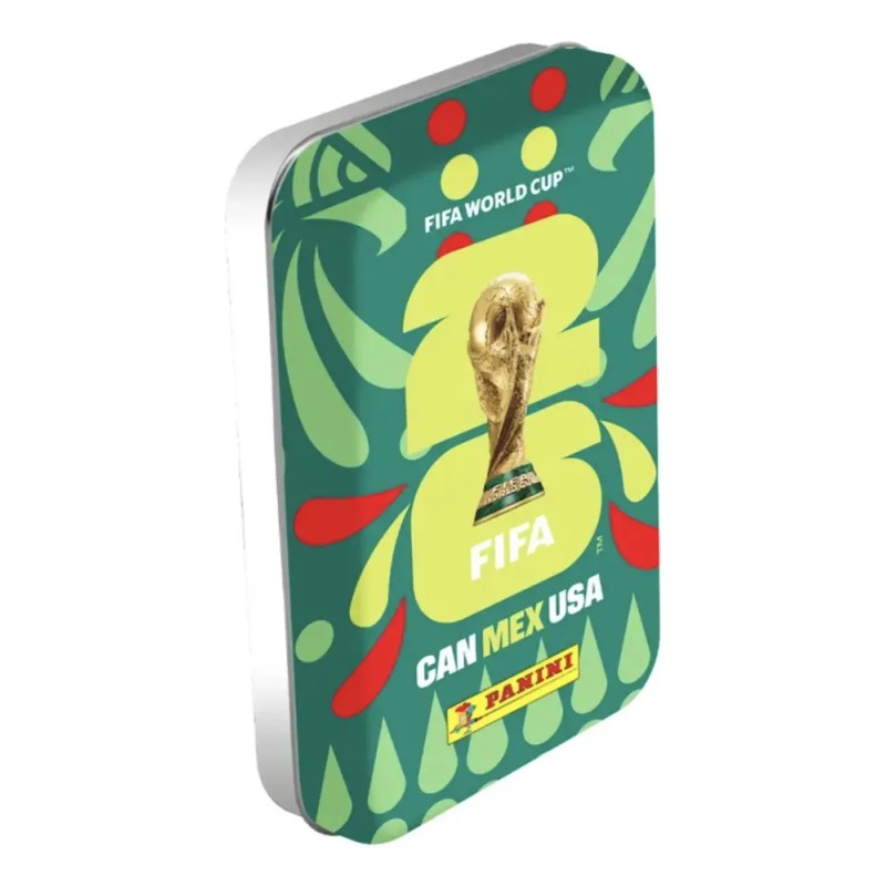 Lata Mini Tin Panini Adrenalyn Mundial 2026 + 4 Sobres