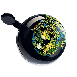 Electra Fahrradklingel/Glocke Ding Dong Flora & Fauna, schwarz mit gelb/grün/blauem Vogel