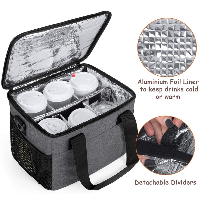 Trunab Reusable Drink Carrier for Delivery 6 Cups Insulated Drink