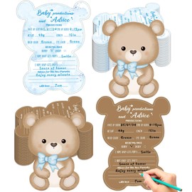 50PCS Teddy Bear Baby Shower Game Set Baby Shower Prediction and Advice Card We Can Bearly Wait Decorations Wishes Card Supplies for Gender Neutral Game Party Activity