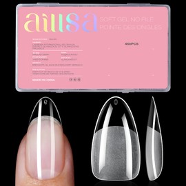 AILLSA Medium Almond Nail Tips - 450pcs Thickened False Nail Tips Half Matte Nails Tips, Fake Nails Nail Extension for Manicure