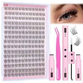 Yawamica Natural Lash Extension Kit Wispy Eyelash Clusters 9-11mm Lash Cluster Kit with Lash Bond and Seal and Lash Applicator 180pcs Cluster Eyelash Extensions Kit for Beginners DIY at Home by Yawamcia