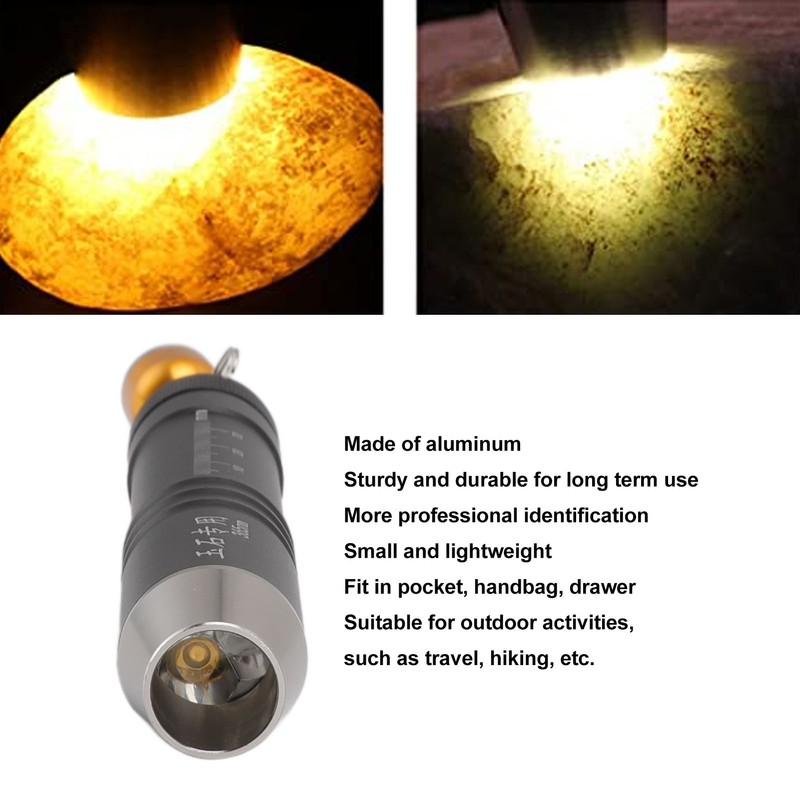 Identification Flashlight Small Diameter Triple Light Source Prevent Counterfeit Jade