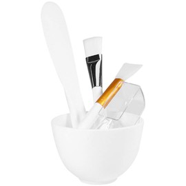 Healifty 1 set / 5 pieces face mixing bowl set with face bowl stick measuring spoon brush DIY face mask mixing tool for women white