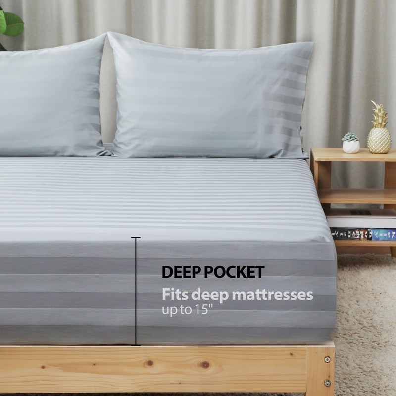 100% Cotton Fitted Sheet King Size Only, 600 Thread Count,