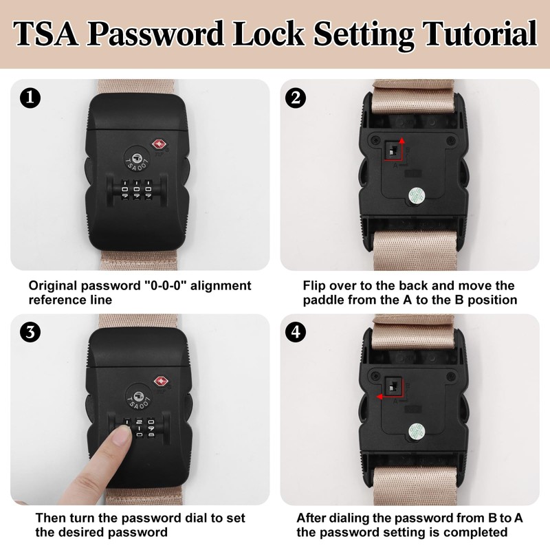Luggage Strap Cross Luggage Belt with TSA Certified Customs Lock