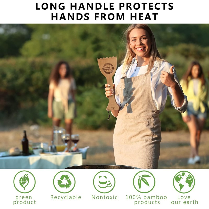 BBQ Beech Wooden Grill Scraper, for Griddle and Grills, Cleans