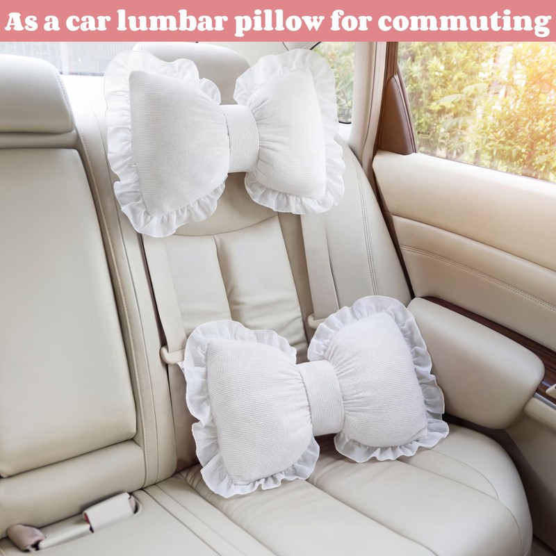 Fiwochic 2 Pcs White Bow Pillow 16 x 13 Inches