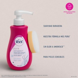 Veet Crema Depilatoria per il Corpo da Usare sotto la doccia da Donna con Dosatore, Pelle Sensibile, 400 ml
