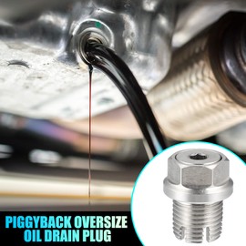 A ABSOPRO Oil Drain Plug Set, Oversize Piggyback Drain Plug, Stainless Steel, Self-Tapping Oil Pan Thread with Sealing Ring, Repair Kits with Hex Key M16.1-1.5 x 15 mm