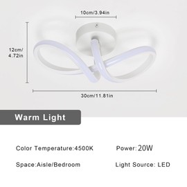 DAXGD 16W LED Ceiling Light, White 8-Way Aluminium Ceiling Light, Neutral Light Ceiling Light for Bedroom, Living Room, Dining Room