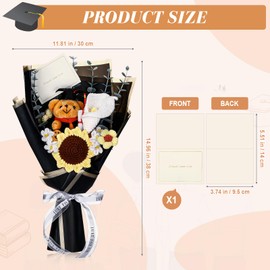 HyDren Graduation Bear Bouquet Handmade Crochet Flower Bouquet Artificial Sunflower Calla Lily Daisy Graduation Flowers Graduation Card for Students Graduation Celebration Ceremony