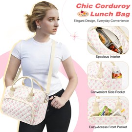 Insulated Lunch Box for Women Cute Reusable Lunch Bag with Large Capacity Leakproof Portable Tote for Work Picnic Travel Aesthetic Lunch Case for Adults Girls