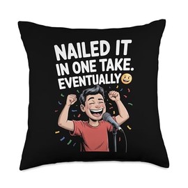 Nailed It in One Take Voice Actor Recording Humor Throw Pillow