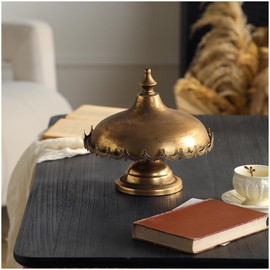 Vintage Distressed Tray European Court Style Wedding Party Table Decor Retro Gold Metal Round Tray with Lid