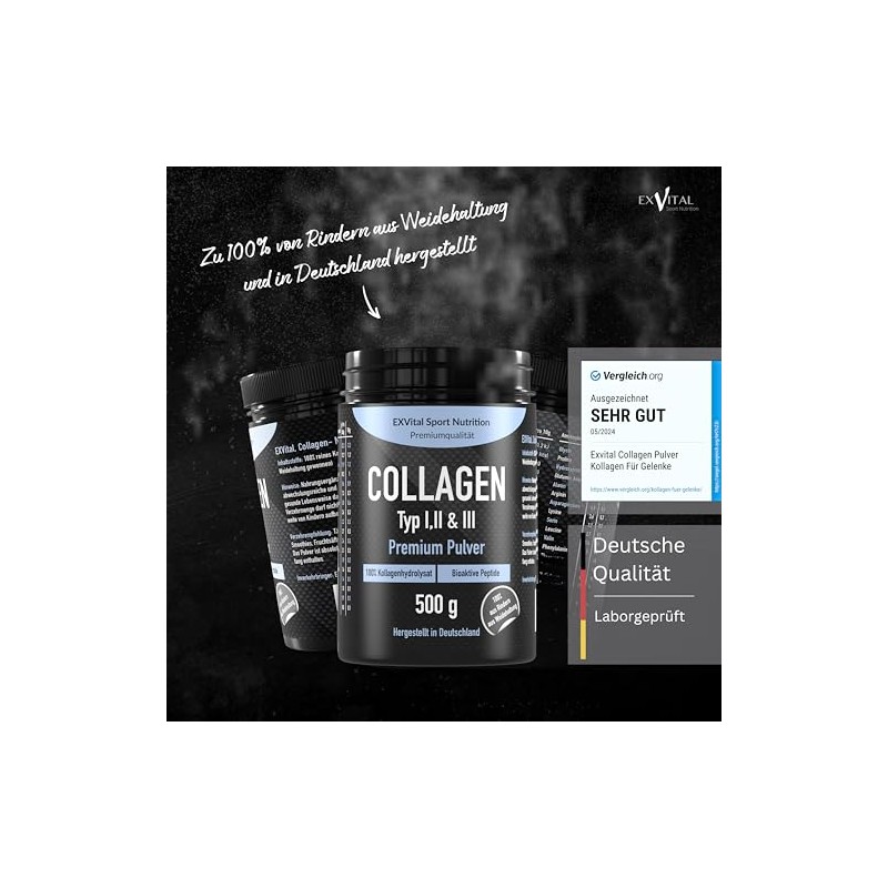 Collagen Powder, 500 g, Bioactive Collagen Hydrolysate Peptides, Protein Powder,