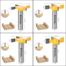 MNA - Juego de 4 brocas de enrutador CNC, vástago de 1/2 pulgadas, 4 alas, diámetro de corte de 2 pulgadas, profundidad de fresado de 1/4 pulgadas, 5/16 pulgadas, 3/8 pulgadas, 1/2 pulgadas