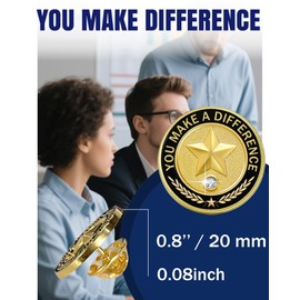 50 Pcs Employee of the Month Pins, Recognition Enamel Pin Bulk, Performance Reward Gift for Staff Team Volunteer - You Make a Difference Lapel Pin