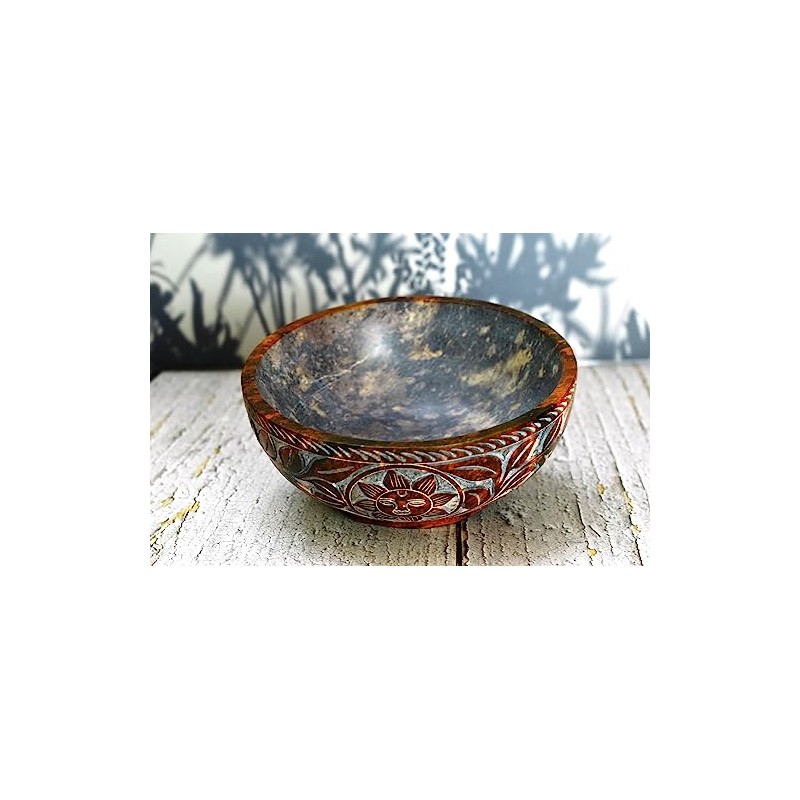 India House Soapstone Smudge Bowl for Scrying - 5”x 2”