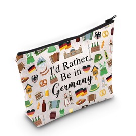 PYOUL Germany Travel Gift I'd Rather Be in Germany Makeup Bag Germany Travel Holiday Cosmetic Bag Germany Souvenir Gift, Lieber in Deutschland B