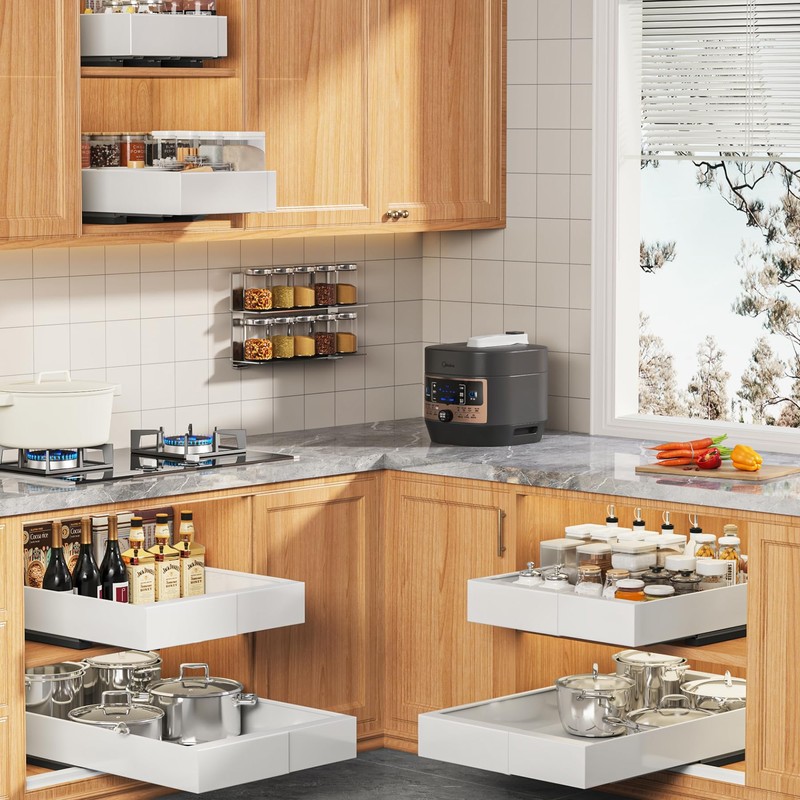 Seinloes 2 Pack Expandable (9"-14") Pull Out Cabinet Organizer 21"