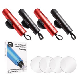 Solaradgy 4 PCS Window Breaker Seat Belt Cutter, 2 in 1 Glass Breaker and Seat Belt Cutter Safe Hammer Car Window Breaker Black and Red Car Window Breaker Tool with 4 Adhesive Holder and 4 Test Glass