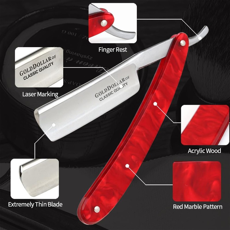 Straight edge razor men without stabilizer barber straight razor with