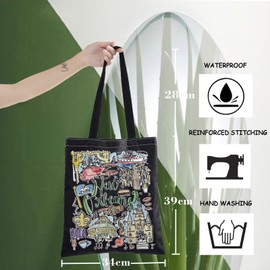WZMPA New Orleans Bolsa de viaje – Regalo de recuerdo de Louisiana – Bolsa de comestibles reutilizable, Nueva Orleans T-bl, L
