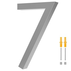 1-Pack 4 Inch Plastic Address Plaque - Heavy Duty, Outdoor House Numbers with Nails for Mailbox, Front Door, Cabin, Weatherproof Black Wall Mount Sign for Stucco Brick Concrete & Wood (7-Sliver)