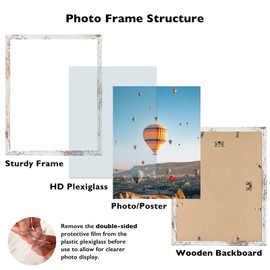 JCJMY 14x19 Picture Frame Black for Poster Photo Picture, Horizontal and Vertical Formats for Wall Hanging, 14 x 19 Wall Gallery Poster Photo Frame with Shatter Resistant Plexiglass,Rustic White