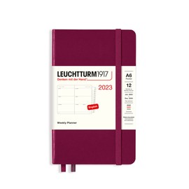 LEUCHTTURM1917 365952 Weekly Planner Pocket (A6) 2023, 12 Months, Port Red, English