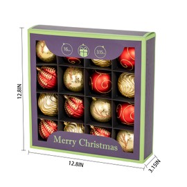 3.15" Luxury Christmas Tree Balls Ornaments, 16Pcs Colored Shatterproof Plastic Hanging Ornaments Set for Christmas Trees Decor/Wedding/Holiday/Party (Gold & Red)