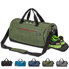 Kuston Sports Gym Bag with Shoes Compartment Trolley Sleeve and Wet Pocket Gym Duffel Bag Overnight Bag-Upgraded