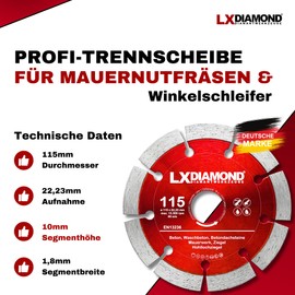 LXDIAMOND Diamond Cutting Disc 250 mm x 25.4 mm - for Cutting Tables, Bridge Saws - Diamond Disc for Cutting Stone, Concrete, Brick, Masonry - 250 mm Stone Disc in Professional Quality
