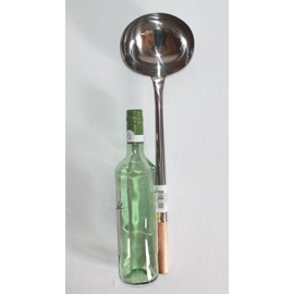 Asia Art Factory AAF Nommel ® Ladle Round Stainless Steel with Wooden Handle Size L No1-47 cm Long Diameter Ladle 13 cm No. 012