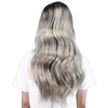 Long Curly Wavy Wigs Women Female Synthetic Hair Black Gray