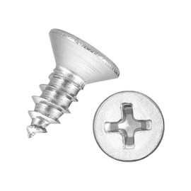 Kozelo 100pcs Phillips Flat Head Wood Screws - [ST4x8mm] 304 Stainless Steel Countersunk Self Tapping Screws for Furniture Assembly, Interior Trim, Outdoor Construction, Silver