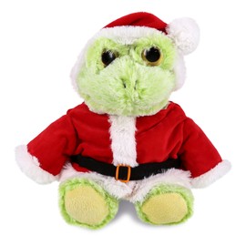 DolliBu Santa Sitting Frog Stuffed Animal Plush Toy - Super Soft Wild Animal Dress Up with Red Santa Claus Outfit, Cute Wildlife Gift, Perfect Holiday 9 Inch