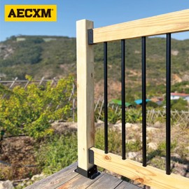 AECXM 201 Stainless Steel 2" x 4" (Actually 1 ½" x 3 ½") Deck Railing Connector, for Deck Railing, Handrail, Barn and Beam end Connection Installation (12pc-Black)