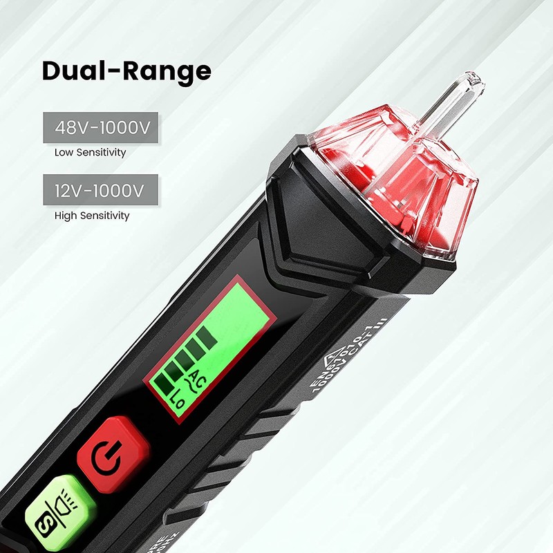 KAIWEETS HT100 Voltage Tester, Dual-Range 12V-1000V/48V 1000V Non-Contact Electrical Tester,